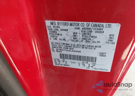 2004 Ford F-150 Heritage Xl/Xlt z USA, uszkodzony, nr VIN 2FTRX17244CA54948